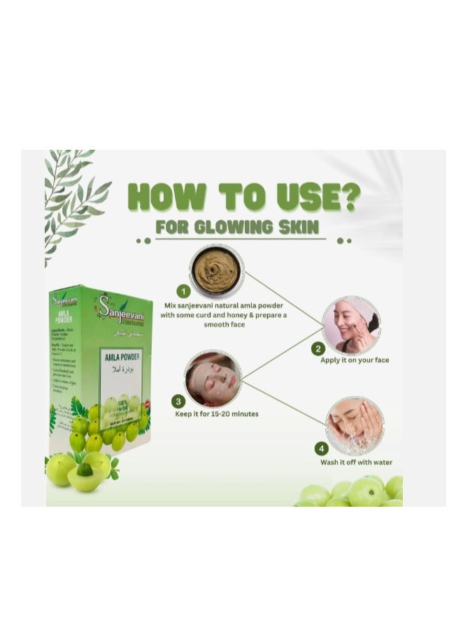 Sanjeevani Natural Amla Powder - Promotes Hair Growth Glowing Skin & Boosts Immunity - 4 x 25 g - 100 Total Grams - Image 3