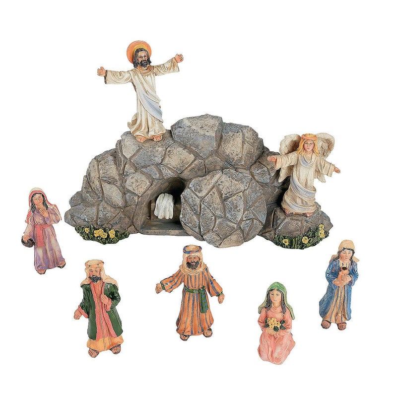 Fun Express Jesus Resurrection Set for Easter 8 Hand Painted Pieces Home Decor and Christian Figurines