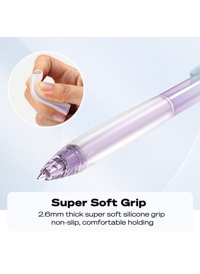 WRITECH Retractable Gel Ink Pens: 0.7Mm Black-Ink Aesthetic Gradient Color Barrel Soft Grip Medium Point Pen 5Ct With 5 Refills For Journaling Smooth Writing Quick-Dry No Bleed  - Image 3