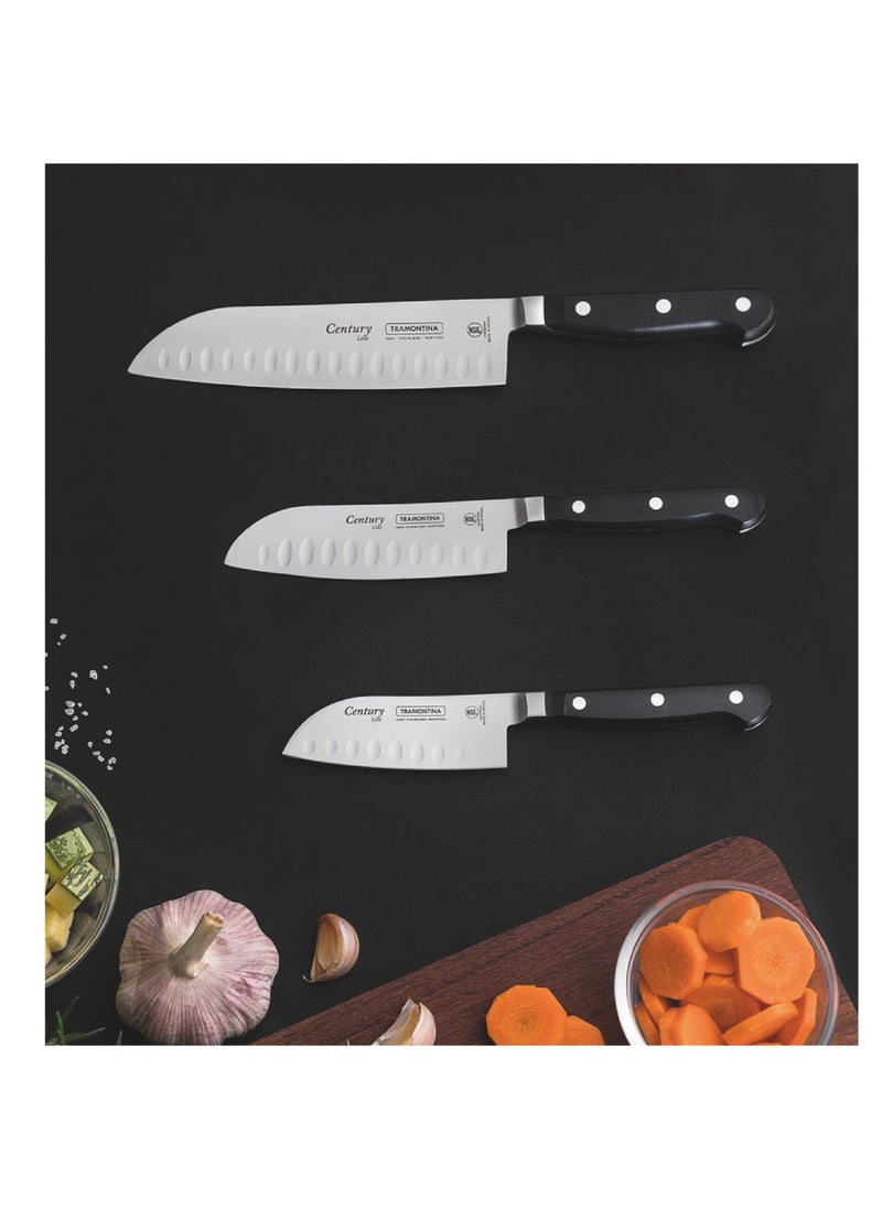 TRAMONTINA - Since 1911,Made in Brazil- Prochef 7 Inches Santoku Knife with Stainless Steel Blade and Black Polycarbonate and Fiberglass Handle, - Image 1