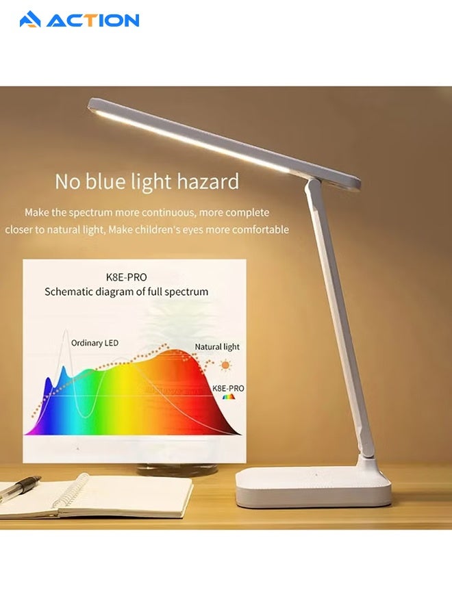 ACTION Led Desk Lamp For Home Office, 3 Levels Dimmable Desk Light With Usb Charging Port, Small Study Lamp, Reading Light For Table, White - Image 5