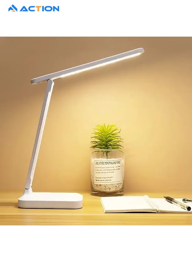 ACTION Led Desk Lamp For Home Office, 3 Levels Dimmable Desk Light With Usb Charging Port, Small Study Lamp, Reading Light For Table, White - Image 1