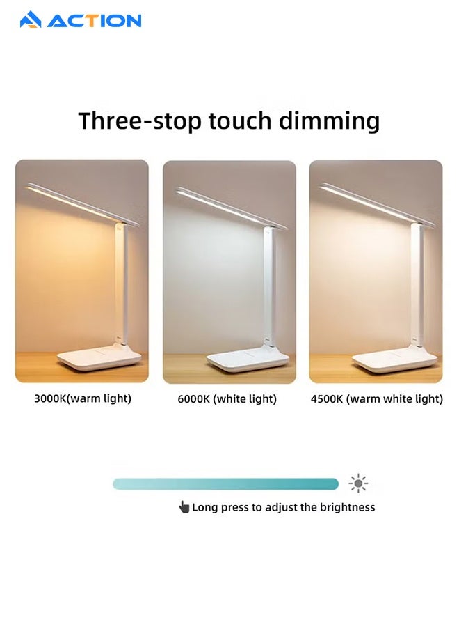 ACTION Led Desk Lamp For Home Office, 3 Levels Dimmable Desk Light With Usb Charging Port, Small Study Lamp, Reading Light For Table, White - Image 3