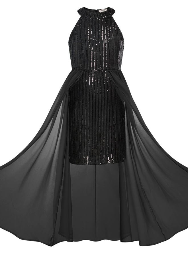 GRACE KARIN Girls Sparkly Dress Black Kids Sequin Formal Fancy Party Prom Pageant Birthday Graduation Dresses Size 6 - Image 1