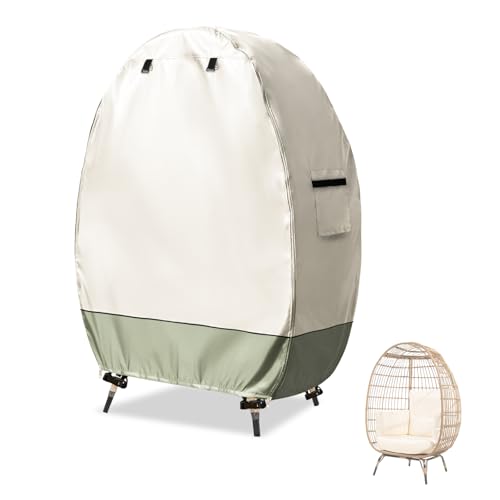 Sobana Outdoor Egg Chair Covers with Double ZipperWaterproof Dust Proof AntiUV Egg Chair Cover for Wicker Patio Basket ChairBeige GreenCover Only - Image 1