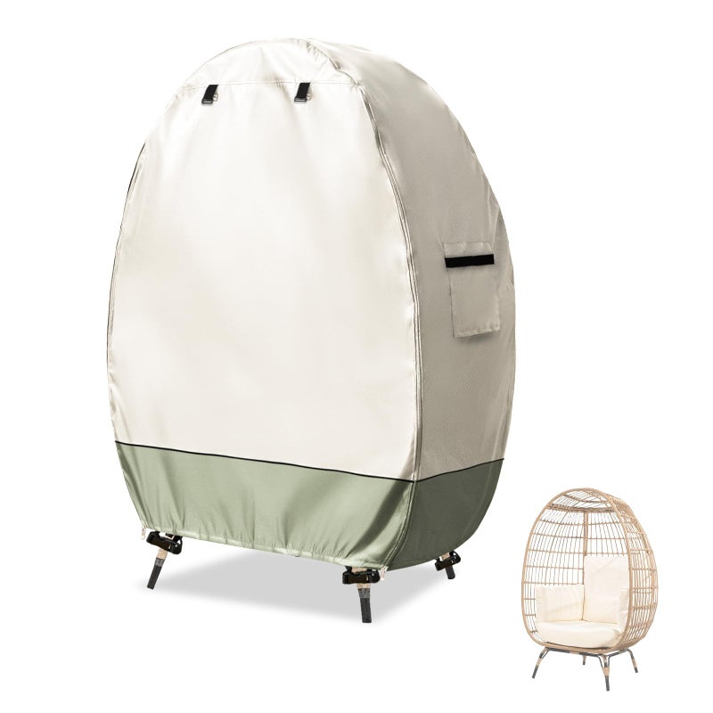 Sobana Outdoor Egg Chair Covers with Double ZipperWaterproof Dust Proof AntiUV Egg Chair Cover for Wicker Patio Basket ChairBeige GreenCover Only - Image 2