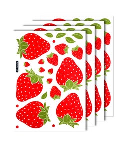 Excefore Wall Decals, Strawberry Wall Decals, Colorful PVC Stickers for Room Decor, Peel and Stick Fruit Wall Stickers for Living Room Background Kitchen Cabinet Window, 4 Sheets  - Image 1