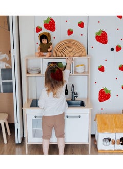 Excefore Wall Decals, Strawberry Wall Decals, Colorful PVC Stickers for Room Decor, Peel and Stick Fruit Wall Stickers for Living Room Background Kitchen Cabinet Window, 4 Sheets  - Image 3