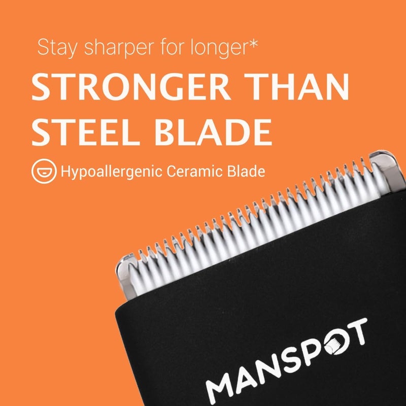 MANSPOT Manscape Groin & Body Hair Trimmer for Men, Electric Ball Trimmer Pubic Trimmer Shaver,Manscape Kit with 4 Guard,Replaceable Ceramic Blade Heads,Waterproof Wet/Dry Shaver,90 Minutes Shaving - Image 3