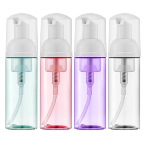 Owlyee Travel Foam Pump Bottle 2oz Small Size Foaming Hand Soap Dispenser Mini Portable Mousse Lash Shampoo Kit Container for Hair Empty Leak Proof Plastic Color Foamer for Liquid Toiletry 4Pack - Image 1