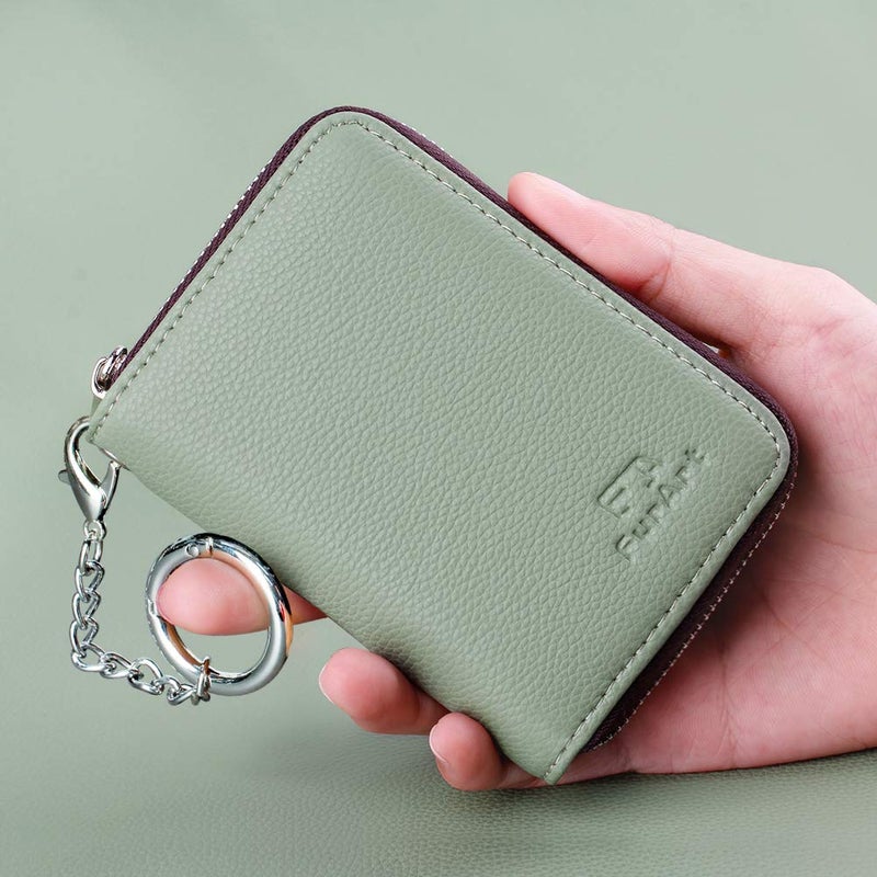 FurArt محفظة بطاقات الائتمان من FurArt، حافظة بطاقات بسحاب للرجال والنساء، مانعة لتسرب RFID، محفظة بحلقة مفاتيح، حجم مدمج - Image 4