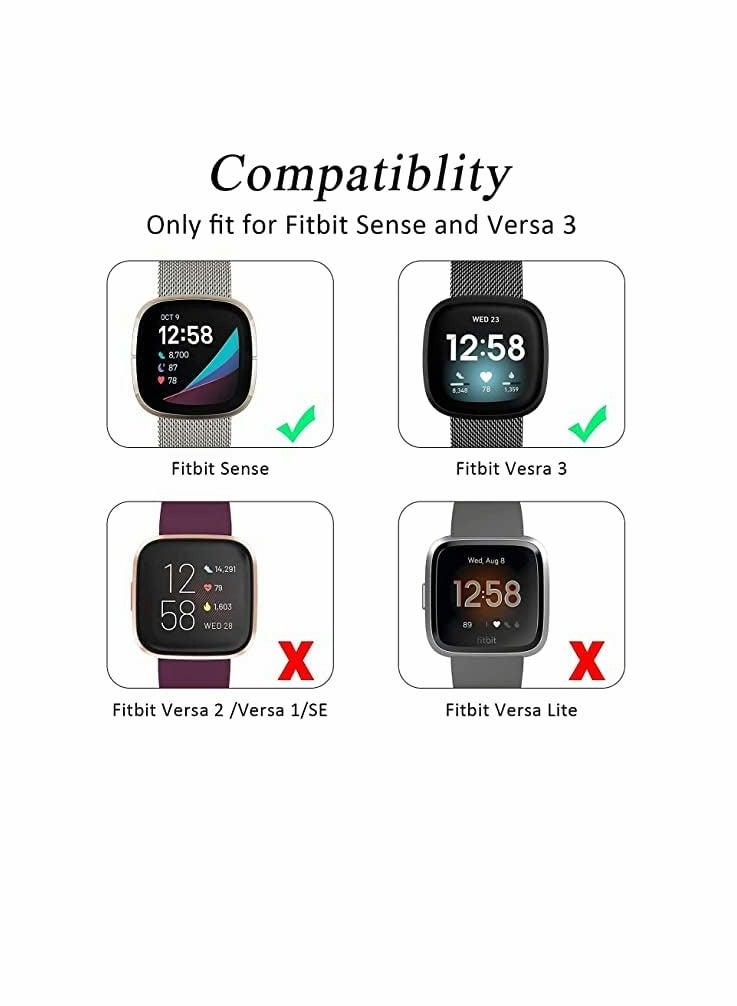 Excefore Bands for Fitbit Versa 3 Metal Bands Compatible with Fitbit Sense Stainless Steel Mesh Breathable Wristband Strap with Adjustable Magnet Lock Replacement Wristbands for Women and Men (Large)  - Image 5