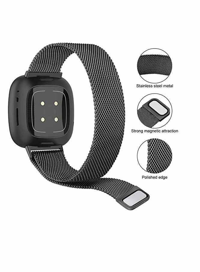 Excefore Bands for Fitbit Versa 3 Metal Bands Compatible with Fitbit Sense Stainless Steel Mesh Breathable Wristband Strap with Adjustable Magnet Lock Replacement Wristbands for Women and Men (Large)  - Image 2