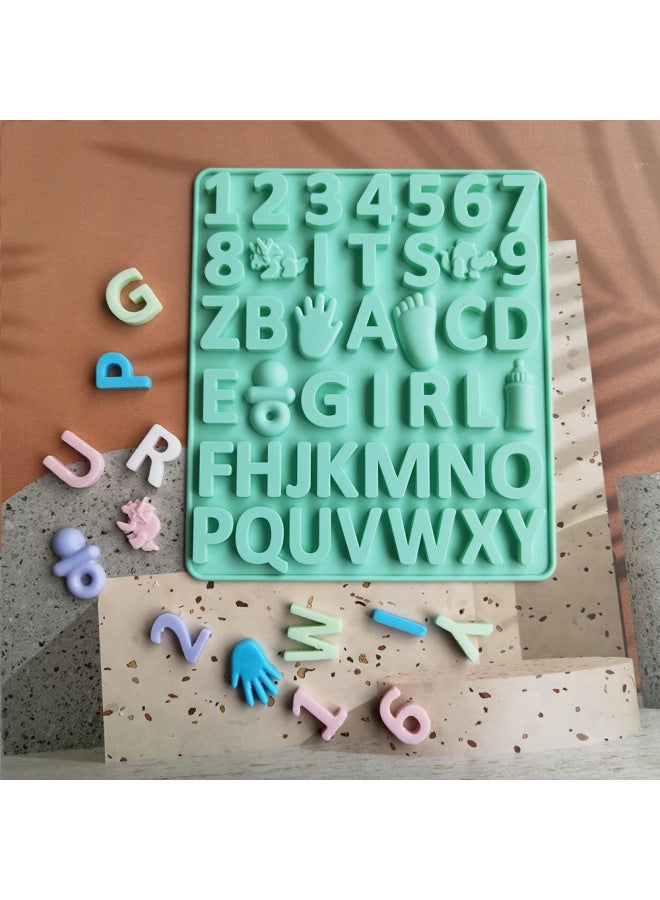 Girls Alphabet Number Chocolate 1 Silicone Mold Candy Pudding Dessert Cookie Mold Cake Baking Mold-Color:Nordic Blue - Image 5