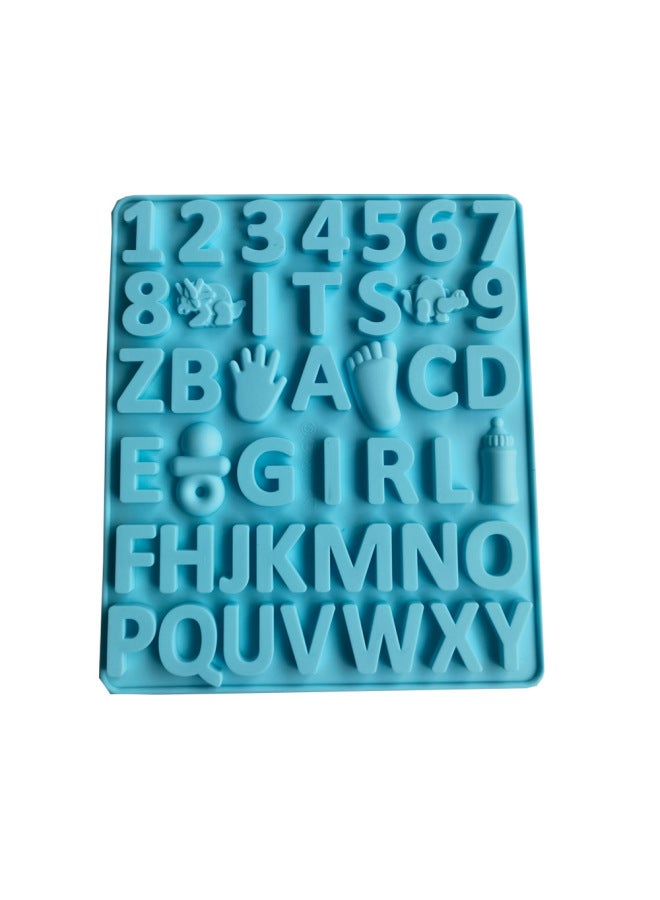Girls Alphabet Number Chocolate 1 Silicone Mold Candy Pudding Dessert Cookie Mold Cake Baking Mold-Color:Nordic Blue - Image 1