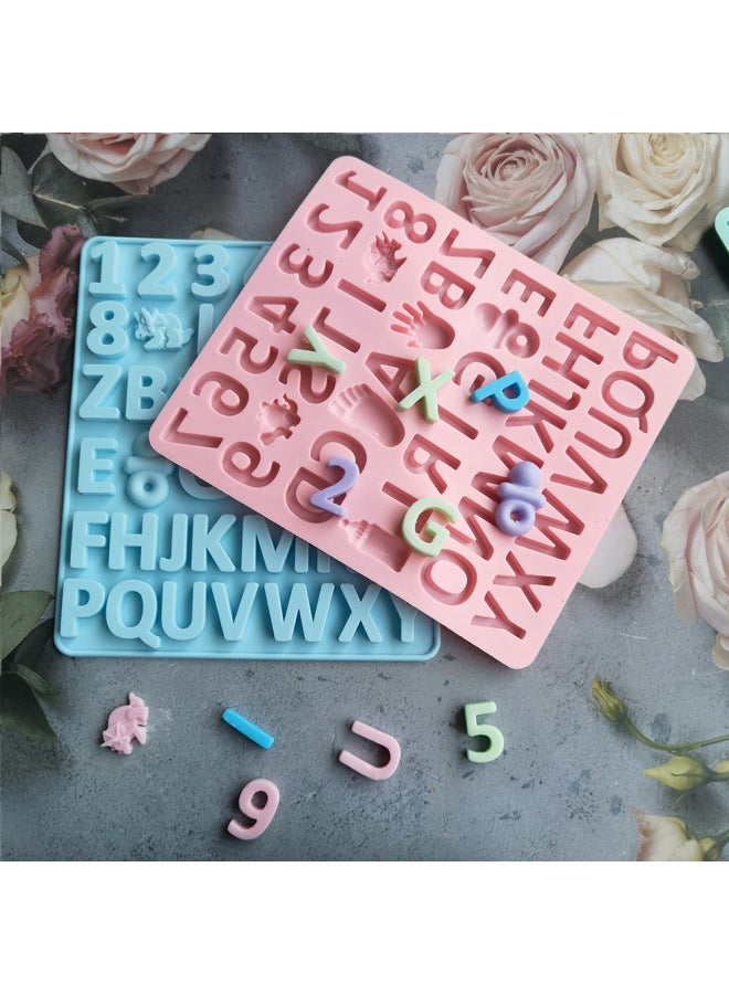 Girls Alphabet Number Chocolate 1 Silicone Mold Candy Pudding Dessert Cookie Mold Cake Baking Mold-Color:Nordic Blue - Image 4