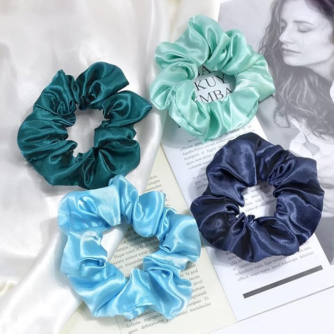 Cehomi 52Pcs Velvet Chiffon Satin Elastic Hair Bands Scrunchies Bobbles Soft Hair Ties Ropes Ponytail Holder No Hurt Soft Hair Accessories for Women or Girls
