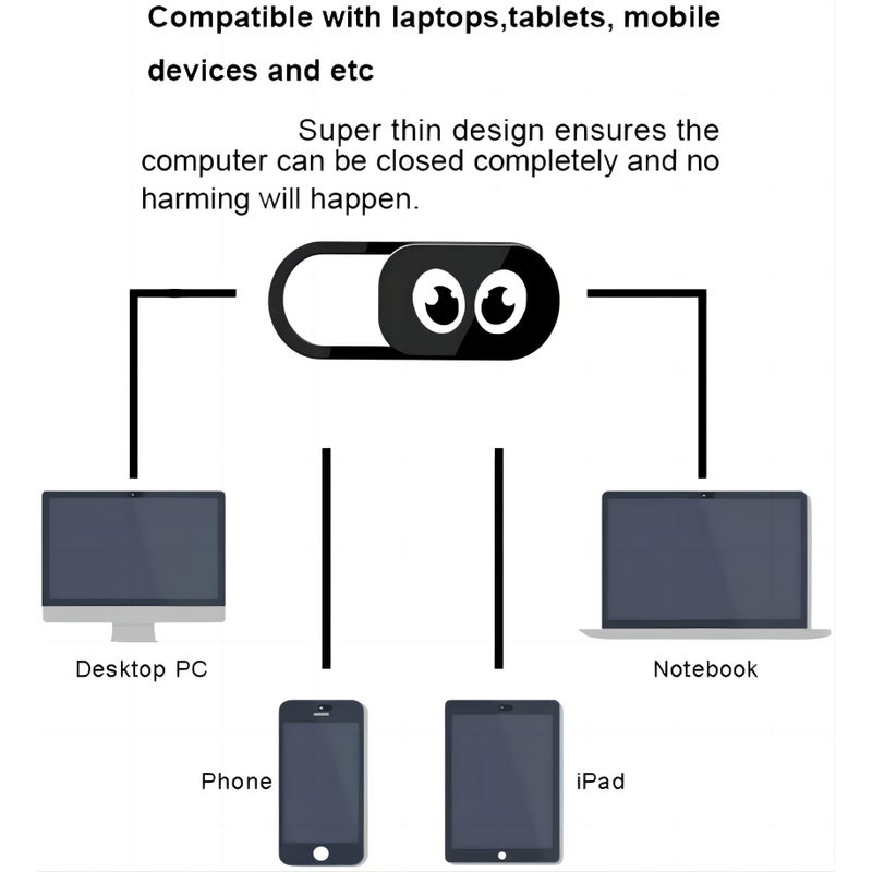3 Eyes Webcam Slide Cover For Laptops Desktops Smartphones Privacy Security - Image 3