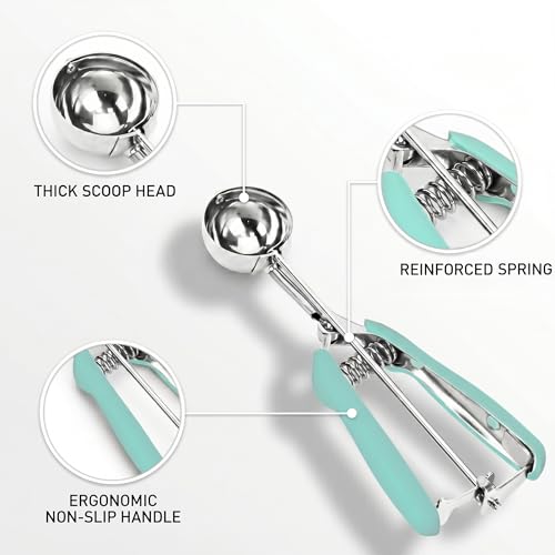 OSHLANT Ice Cream Scoop, 18/8 Stainless Steel Cookie Scoop, Cookie Scoops for Baking, 2Tbsp/30ml/1oz Cookie Dough Scoop, Ice Cream Scooper with Trigger Release, Cookie Scooper for Baking(Mint Green) - Image 2