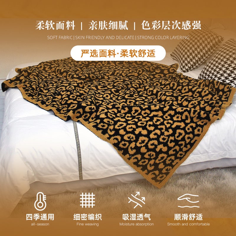 Blanket Thickeneded Soft Leopard Print Half Velvet Casual Blanket Office Nap Sofa Blanket Plush Bed Set - Image 4