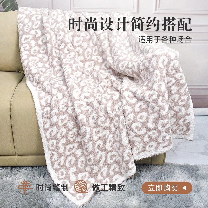 Blanket Thickeneded Soft Leopard Print Half Velvet Casual Blanket Office Nap Sofa Blanket Plush Bed Set - Image 3