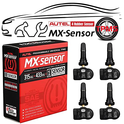 Autel MaxiTPMS MX Sensor 4pcs Pack Rubber Stem 315/433MHz TPMS Universal Tire Sensor Programmed by TPMS Tool TS401 TS408 TS501 TS508 TS601 TS608 MK808TS MX808TS MS906TS ITS600 - Image 1