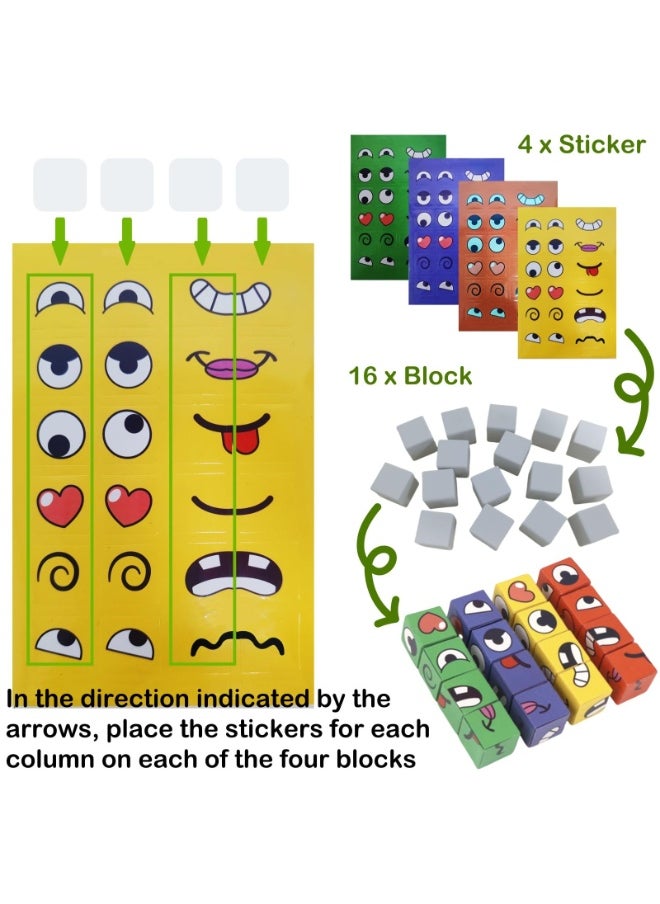null - Face-Changing Magic Cube Game – 16 Wooden Expression Blocks with 64 Challenge Cards & Bell | Educational Puzzle Toy for Kids & Adults, Enhances Reaction, Observation & Family Fun, Ideal for Parent-Child Game Nights - Image 1
