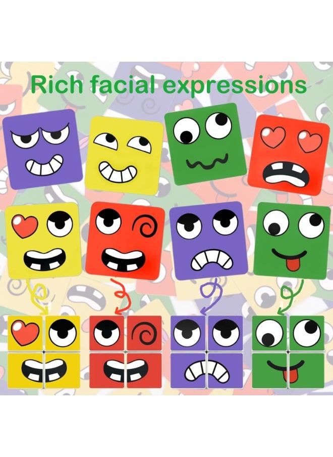 null - Face-Changing Magic Cube Game – 16 Wooden Expression Blocks with 64 Challenge Cards & Bell | Educational Puzzle Toy for Kids & Adults, Enhances Reaction, Observation & Family Fun, Ideal for Parent-Child Game Nights - Image 1