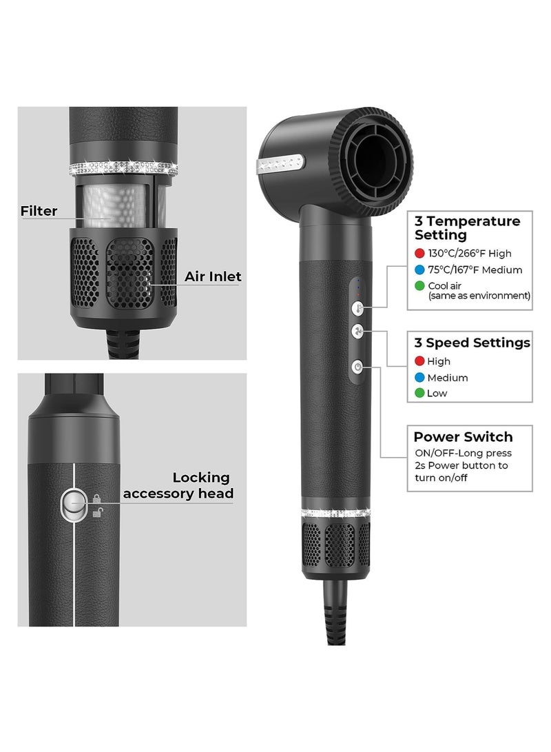 Generic 7-in-1 Hair Dryer Brush & Styler – Auto Curling, Ionic Hot Air Comb, Diffuser – 110000 RPM High-Speed Motor, 1400W Powerful Blow Dryer – 3 Heat & Speed Settings – Anti-Frizz Hair Styling Tool for Women  - Image 2