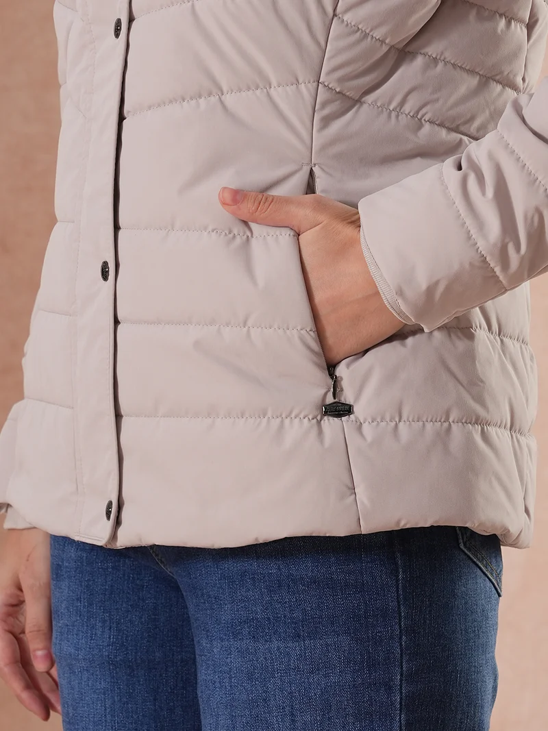 جلو باص Women Hooded Solid Casual Puffer Jacket