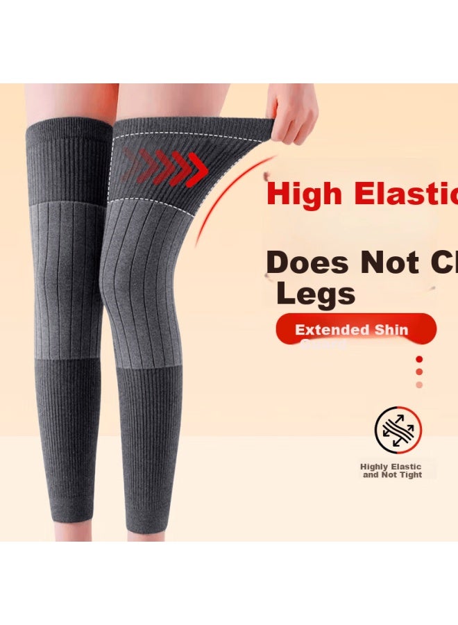 Lac Cashmere Knee Warmers Arthritis Cold Leg Protection Uni Middle-aged And Elderly Autumn Winter Long Leg Warmers L - Image 3