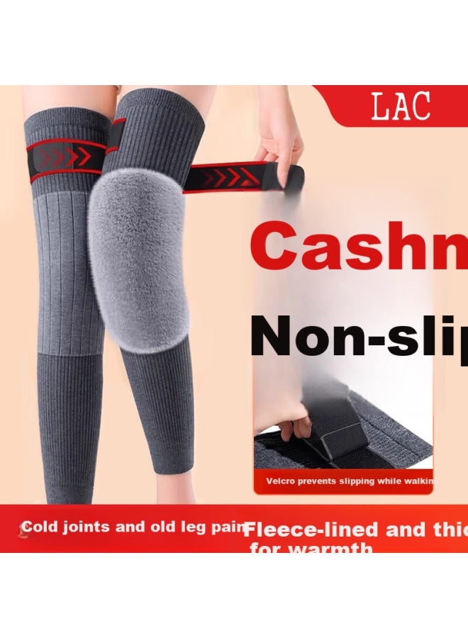 Lac Cashmere Knee Warmers Arthritis Cold Leg Protection Uni Middle-aged And Elderly Autumn Winter Long Leg Warmers L - Image 1