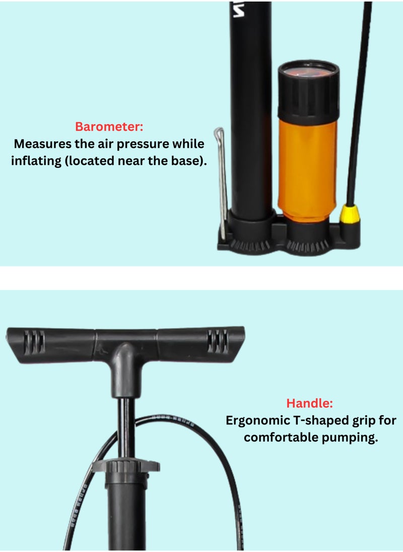 MOUNTAIN GEAR Cycle Air Pump with Barometer, Bike pump, Bicycle Air pump, Ball Air Pump, Suitable for cycle, scooters all sports ball,  - Image 3