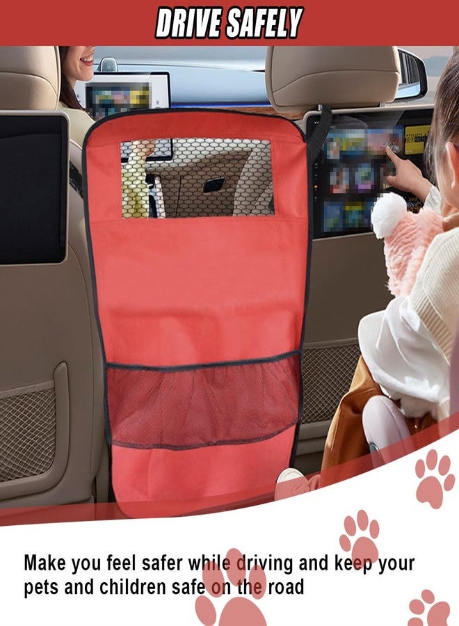 DUSCOKE Dog Car Net Barrier Between Seats - Pet Barrier Vehicle Travel Dog Fence with Mesh Window for Safe Driving - Vehicle Divider Car Backseat Barrier Storage Bag for SUVs and Trucks (Red) - Image 4