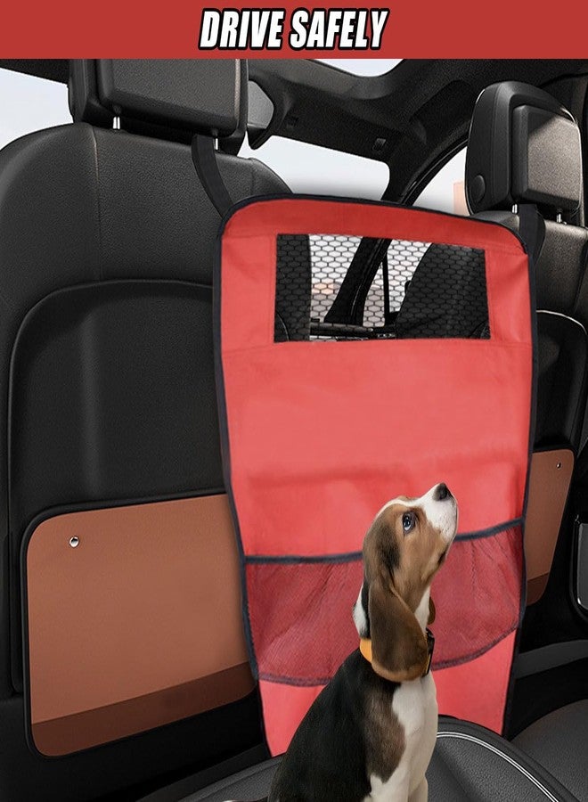DUSCOKE Dog Car Net Barrier Between Seats - Pet Barrier Vehicle Travel Dog Fence with Mesh Window for Safe Driving - Vehicle Divider Car Backseat Barrier Storage Bag for SUVs and Trucks (Red) - Image 5