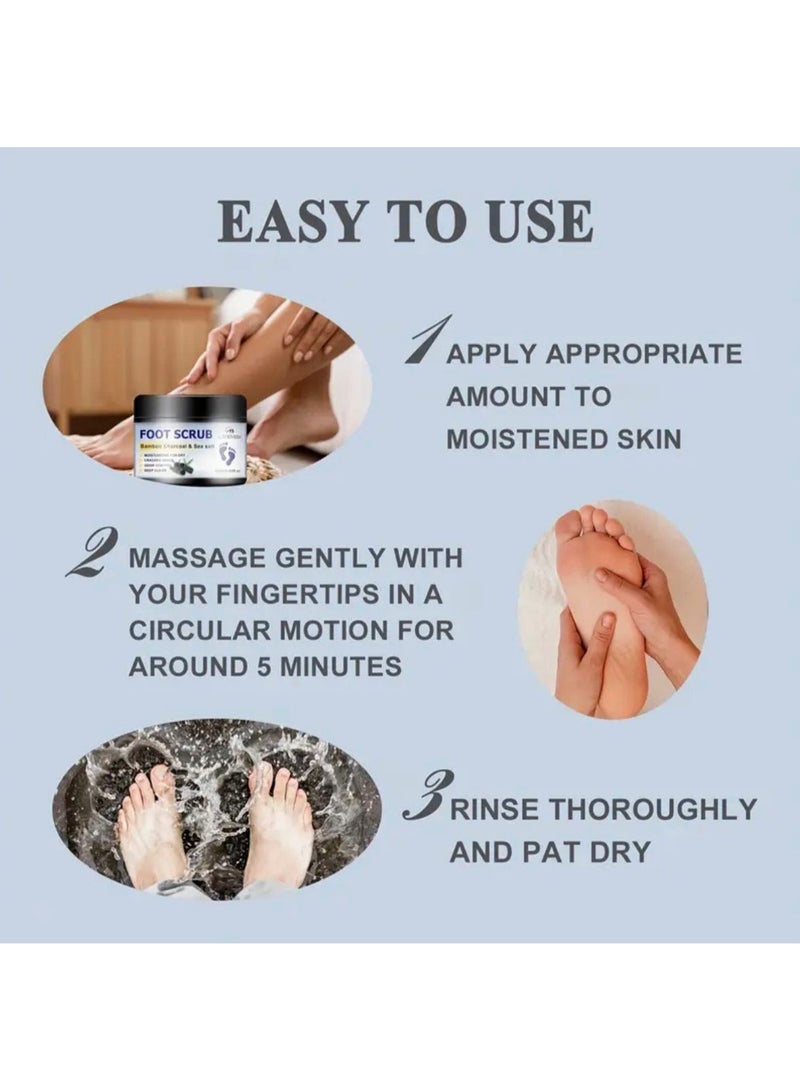 Lanemay Hypoallergenic Foot Scrub with Bamboo, Charcoal & Sea Salt - Image 3
