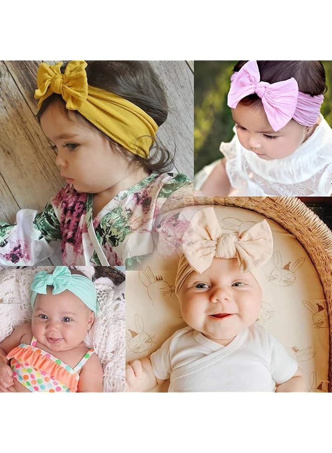 erorex 16 Colors Soft Wide Turban Baby Headbands With 4.5 Inches Hair Bow Headwraps For Baby Girls Infants - Image 4