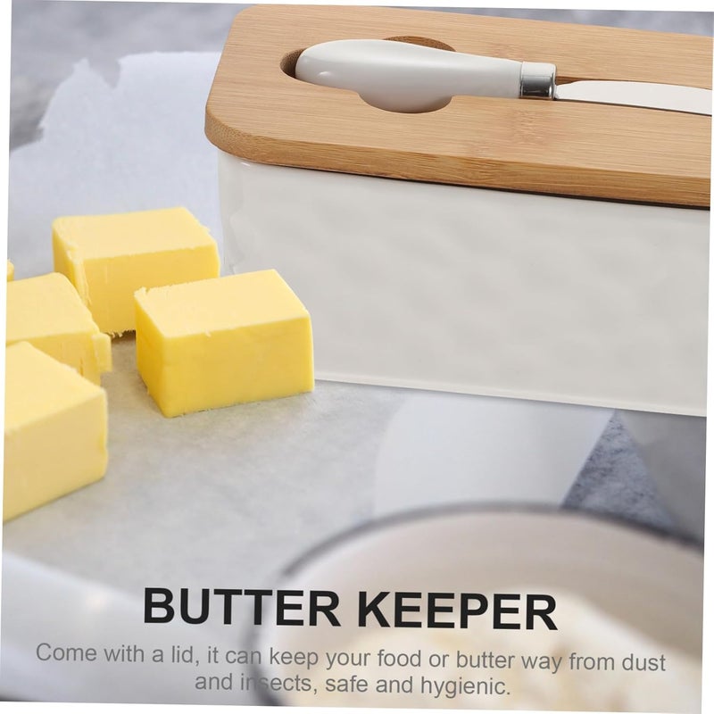 1 Set Butter Container with Lid Wear Resistant Butter Keeper for Kitchen Convenient for Fresh Storage Elegant Design for Countertop Organization - Image 2