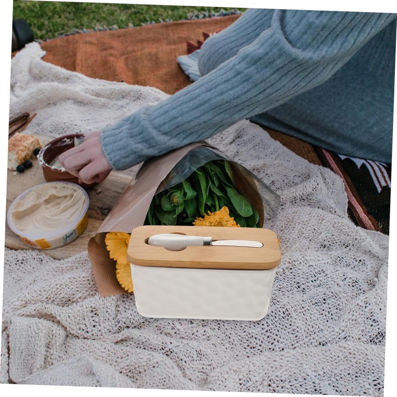 1 Set Butter Container with Lid Wear Resistant Butter Keeper for Kitchen Convenient for Fresh Storage Elegant Design for Countertop Organization - Image 5
