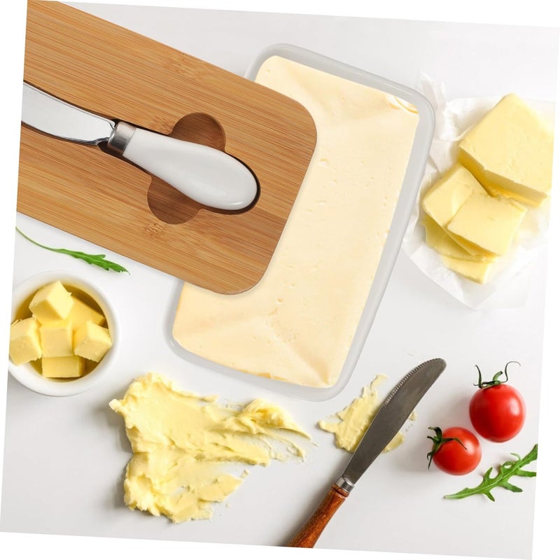 1 Set Butter Container with Lid Wear Resistant Butter Keeper for Kitchen Convenient for Fresh Storage Elegant Design for Countertop Organization - Image 3