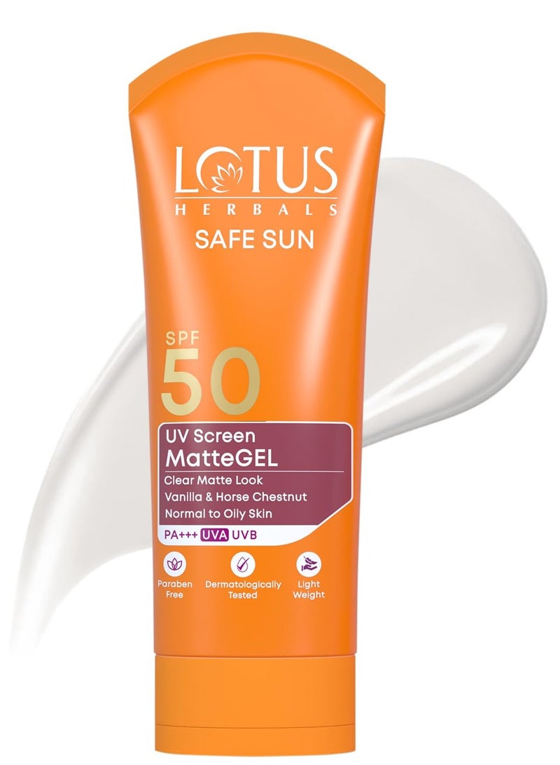 Lotus Herbals Safe Sun Invisible Matte Gel Sunscreen SPF 50 PA+++ For Men & Women Non Greasy Suitable for Oily Skin 100g Orange  - Image 1