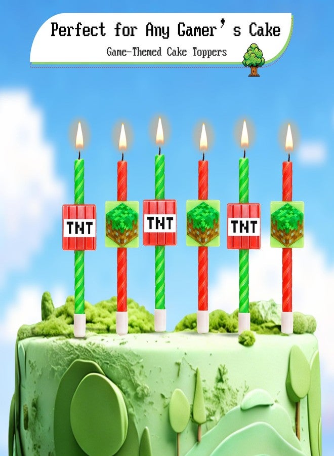 PHD CAKE Pixel Miner Birthday Candles for Miner Crafting, Birthday Party Decorations, Pixel Game Party Supplies, Themed Mine Pixel - Image 2