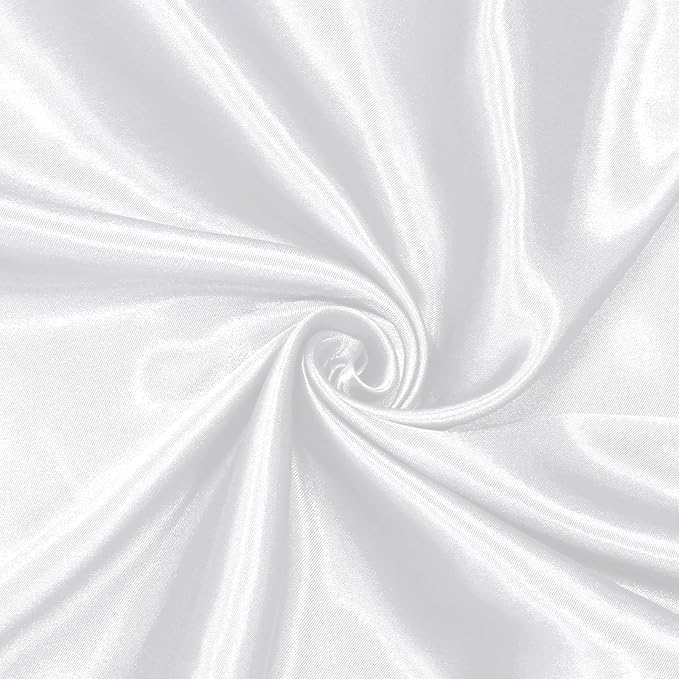Filloxy Plain Silky Shine Satin Fabric Material for Fashion Design Stitching Multiple Use Includes Dress, Pillow Cover, Designer Cloths, Home Decor Material - 44" Hight (White, 10 Meter) - Image 1