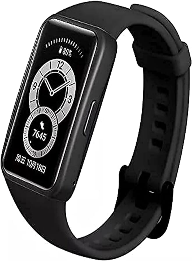 Dado Replacement Silicone Band compatible with Huawei Band 6 Watch, solid color bands (Black)