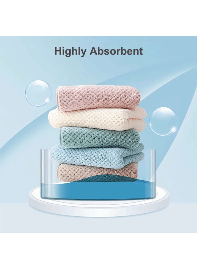 Microfiber Towels, 5 Pack, Highly Absorbent, Ultra Soft Coral Fleece, Quick Drying, Multi-Colour Bath Towels for Bathroom, Spa, Gym, 35 x 75 cm (A - 5 Pack) - Image 3