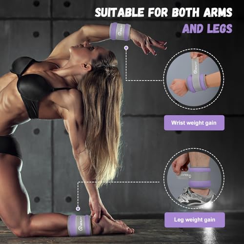 NEALFIT Ankle Weights for Men Women Kids, Leg Arm Wrist Weights with Adjustable Strap for Running, Gymnastics, Aerobics,Gym, Fitness (Purple, 2 lbs x 2 (4LB Pair)) - Image 5