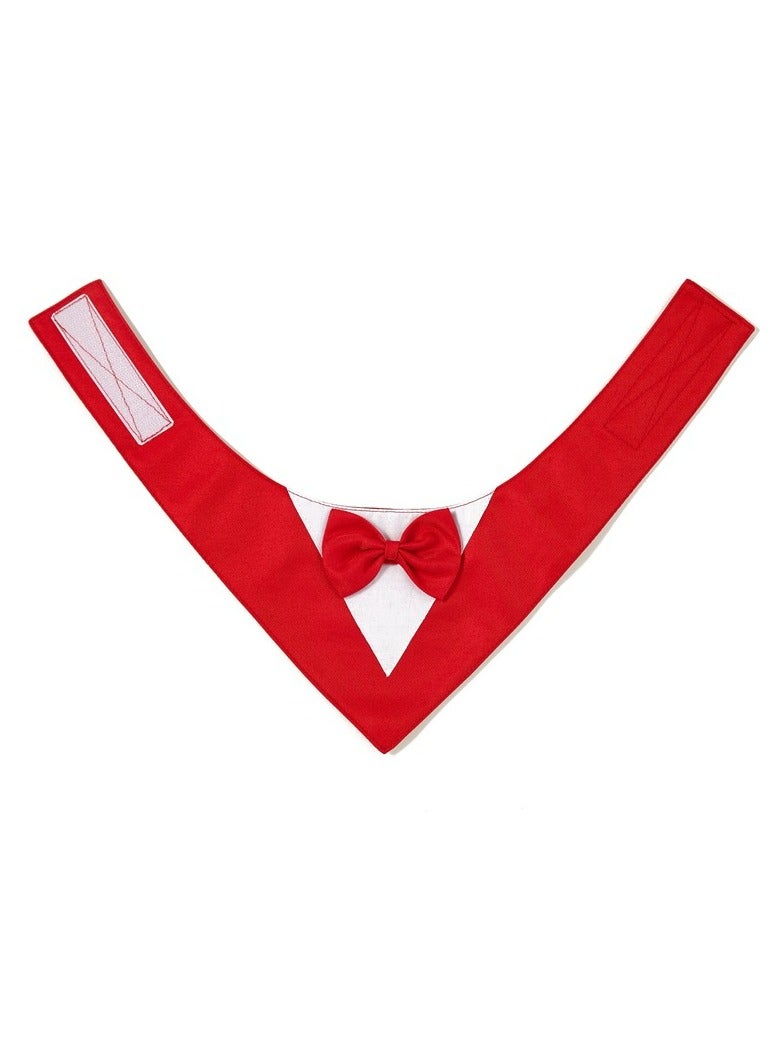 بدلة رسمية للكلاب مع ربطة عنق، رباط رأس لحفل زفاف القطط، طوق للكلاب، زي عيد ميلاد للقطط، ملابس عيد الحب للحيوانات الأليفة (أحمر-كبير) - Image 5