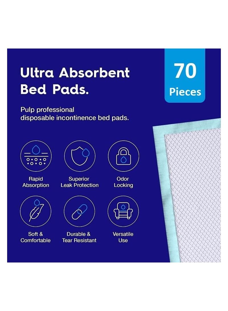 Cherry Medical Supply 70-Pieces Packed in 7 Pouches 60 cm x 90 cm XL Disposable Underpads, Incontinence Pads, Chux, Bed Covers, Puppy Training Thick, Super Absorbent Protection for Kids Adults Elderly - Image 2