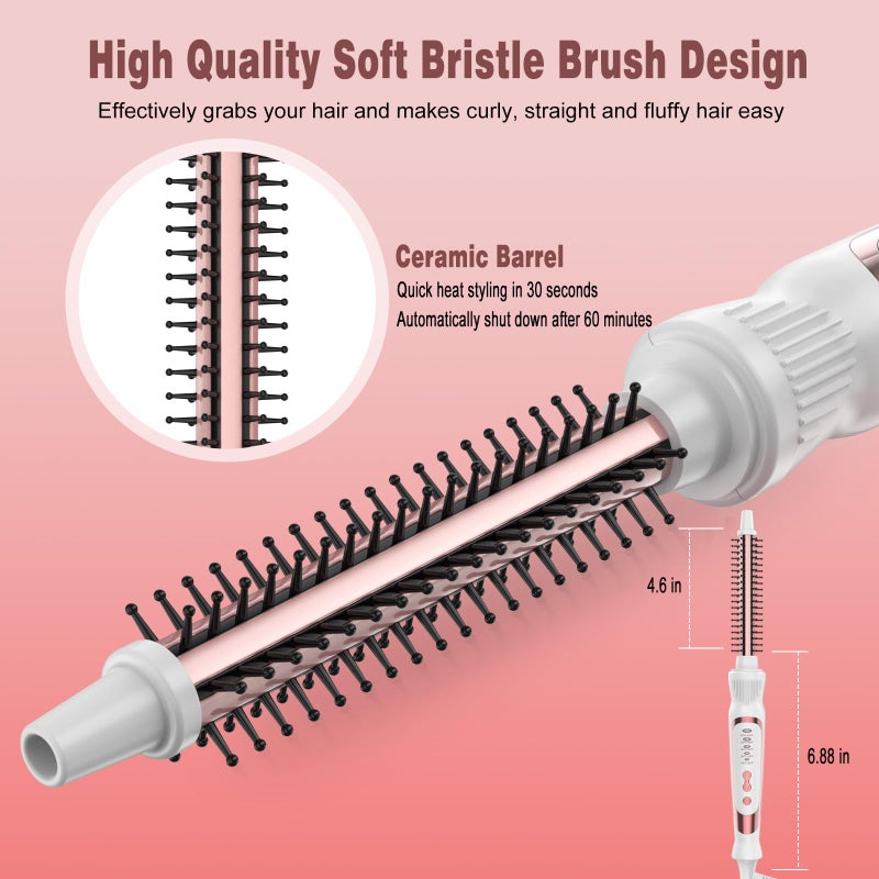 DENVEK Heated Round Brush, Ceramic Tourmaline Ion 1/2 inch Curling Iron, Hot for Fluffy Thermal Brush Curling Wand, Suitable for All Hair Types Tool (White, 0.5 inch) - Image 4