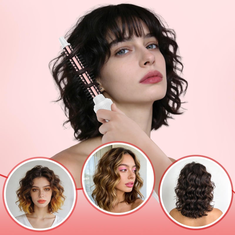 DENVEK Heated Round Brush, Ceramic Tourmaline Ion 1/2 inch Curling Iron, Hot for Fluffy Thermal Brush Curling Wand, Suitable for All Hair Types Tool (White, 0.5 inch) - Image 2